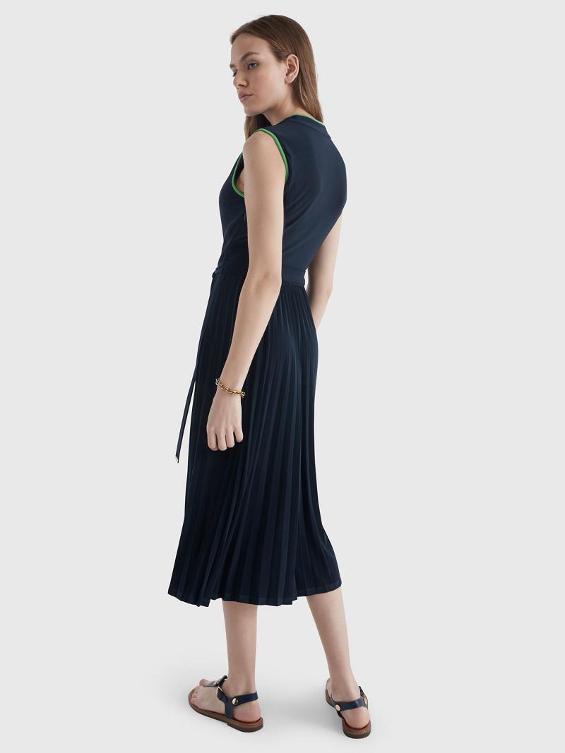 Női Tommy Hilfiger Ujjatlan Jersey Dresses Kék | HU 120VRW